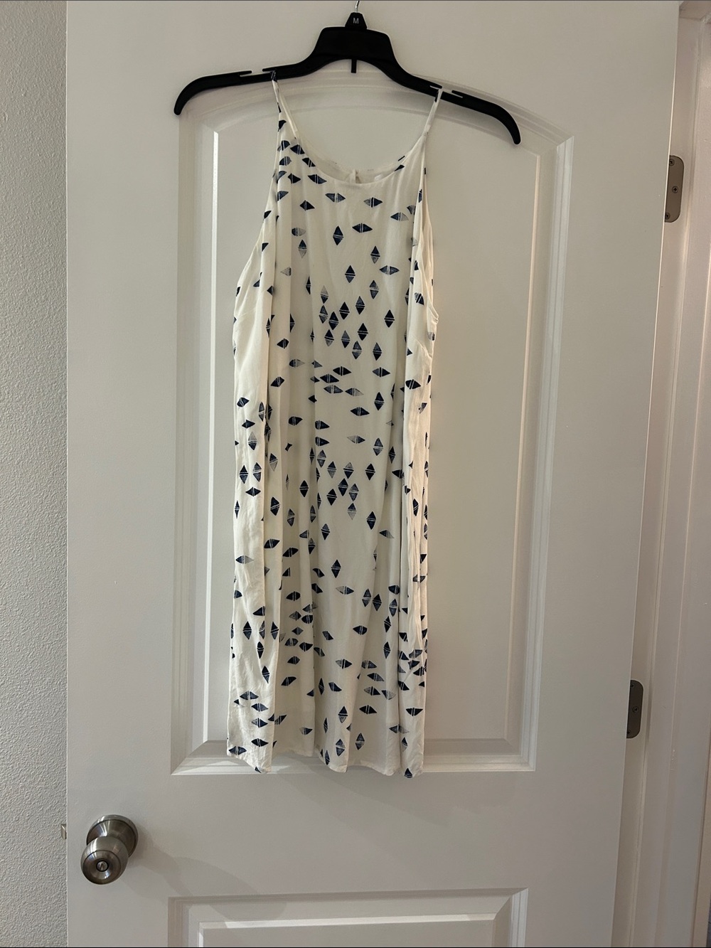 Olive & Oak Cream Mini Slip Dress with Navy Geometric Print